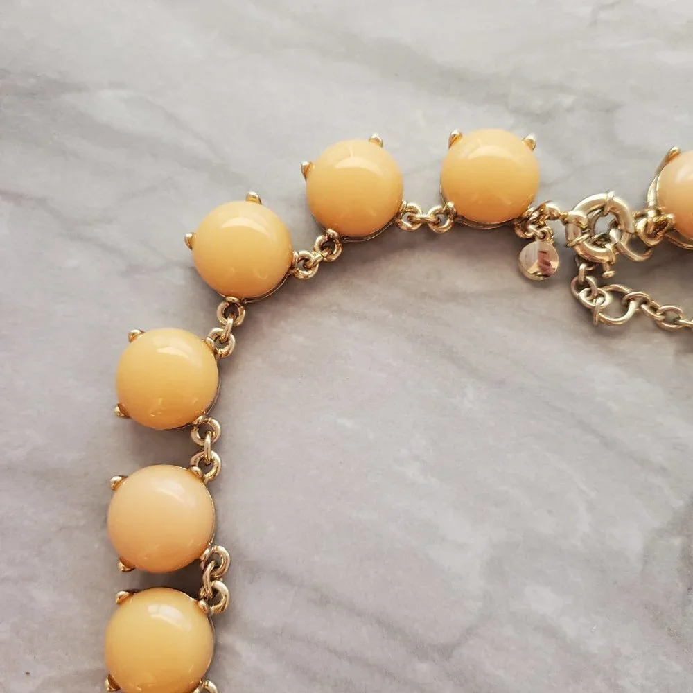 💗 J. Crew Peachy Pink Gold Bubble Classic Statement Necklace 💗